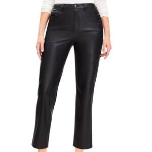 LOFT Curvy Five Pocket Straight Pants in Faux Leather in Black Size 28 NWT